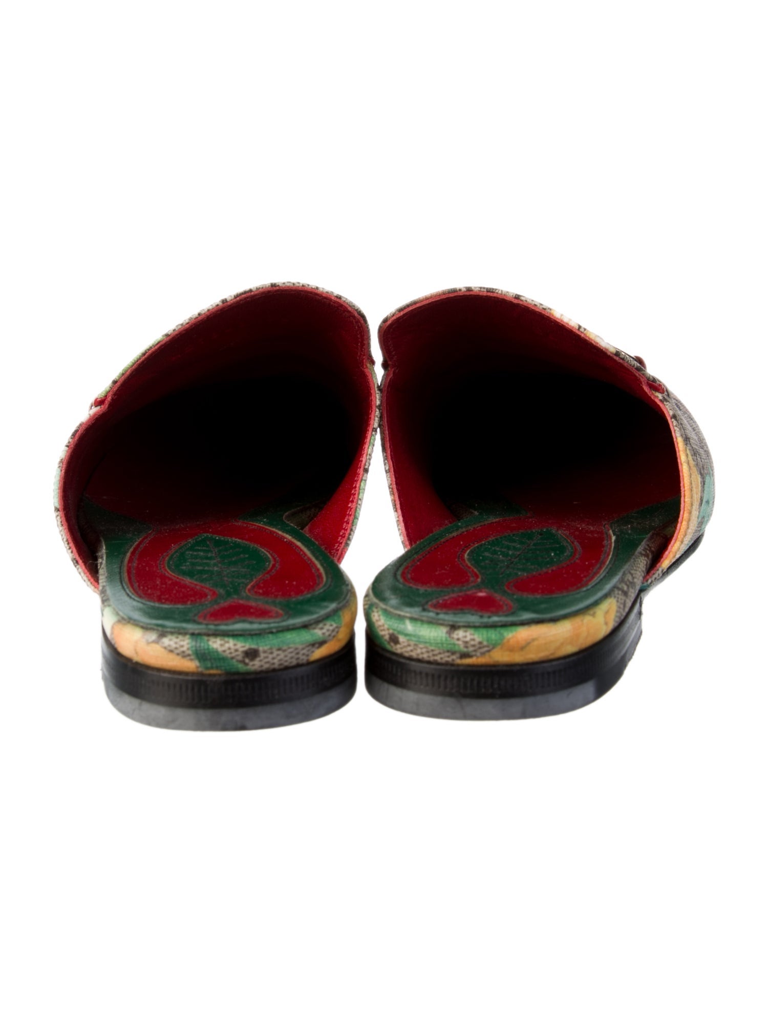 Gucci GG Supreme Leather Trim Embellishment Mules
